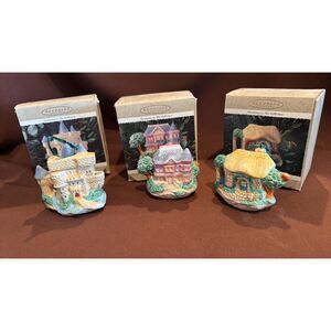 Set Of 3  Hallmark Ornaments China teapots Invitation Tea Collection 1995